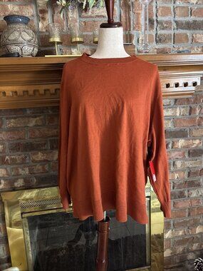 New 89th & Madison Burnt Orange 3X Thin Sweater New 3/4 Sleeves